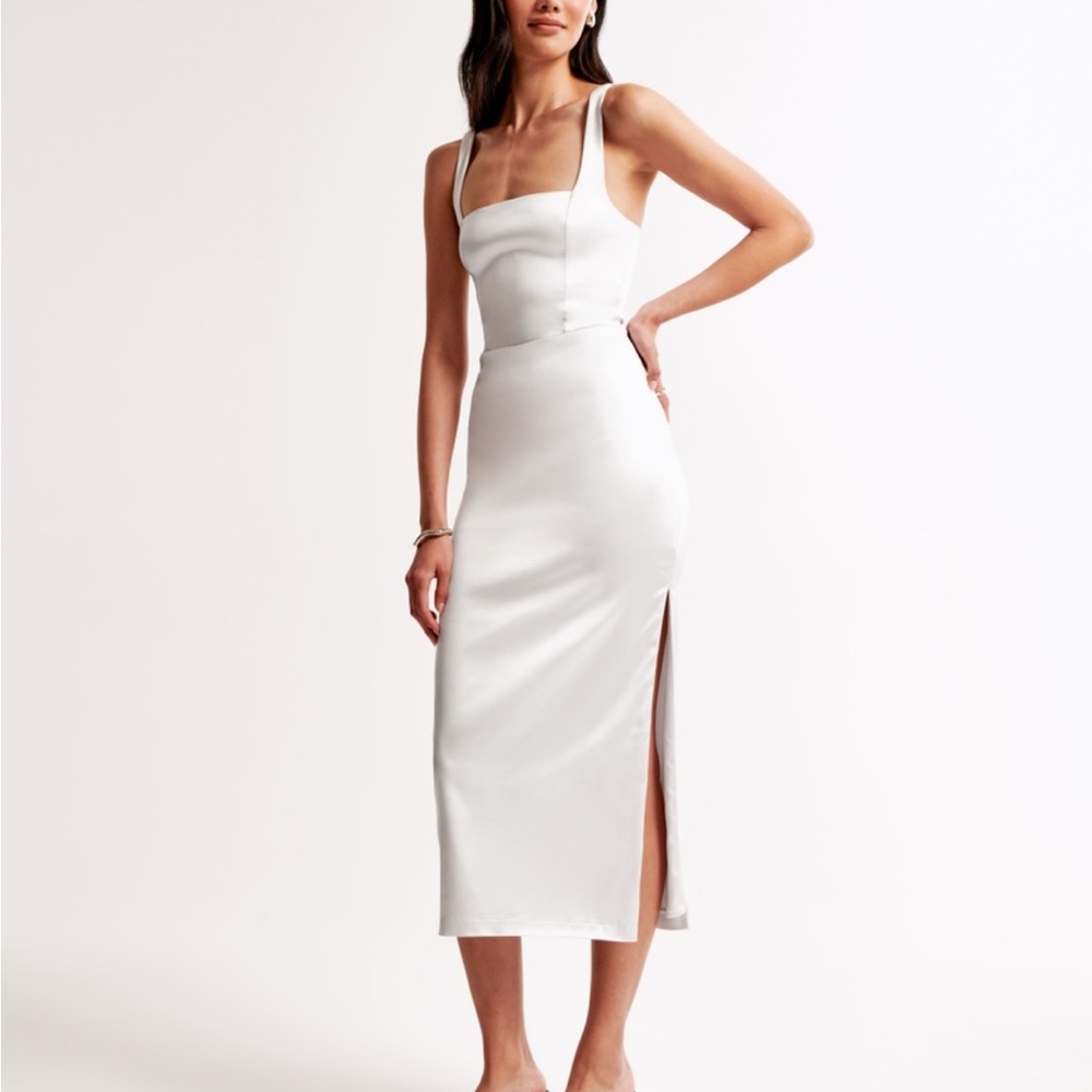 Sculpting Satin Stretch Midi Dress